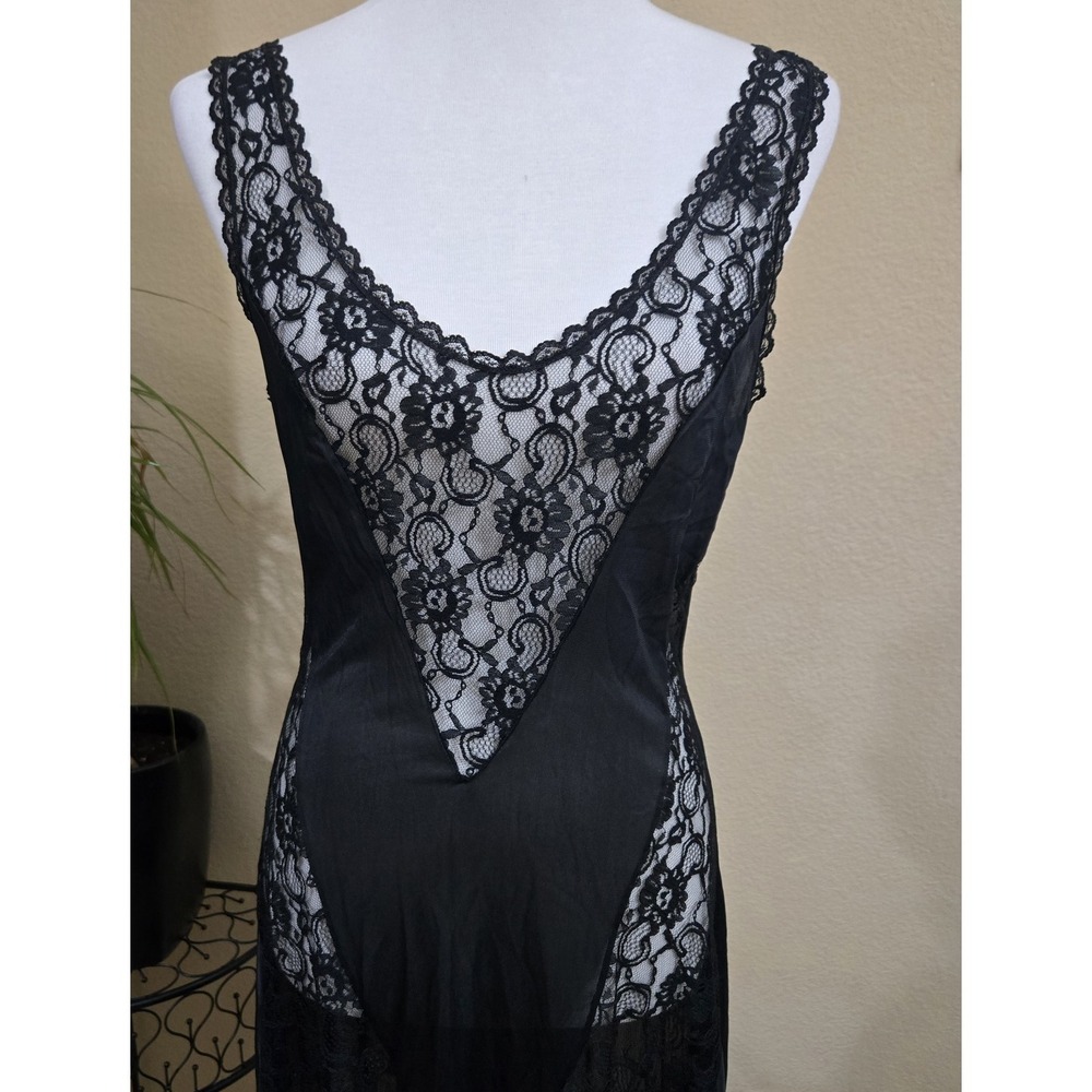 Vtg 70s Fredericks of Hollywood Nightgown Large Lace Maxi  Sheer Goth Romantic
